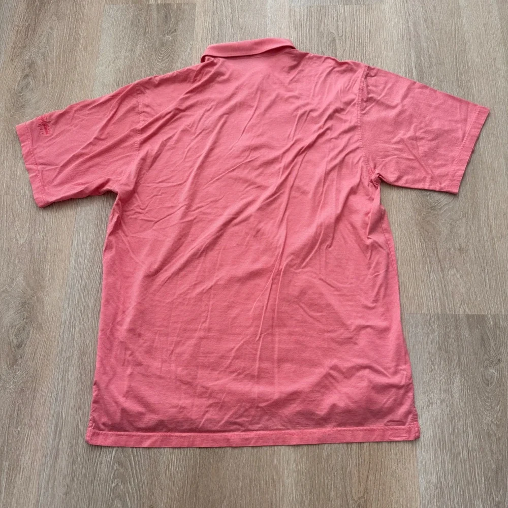 Peter Millar Carolina Cup Polo Shirt Mens XL Salmon Striped Mercerized Cottonn‎